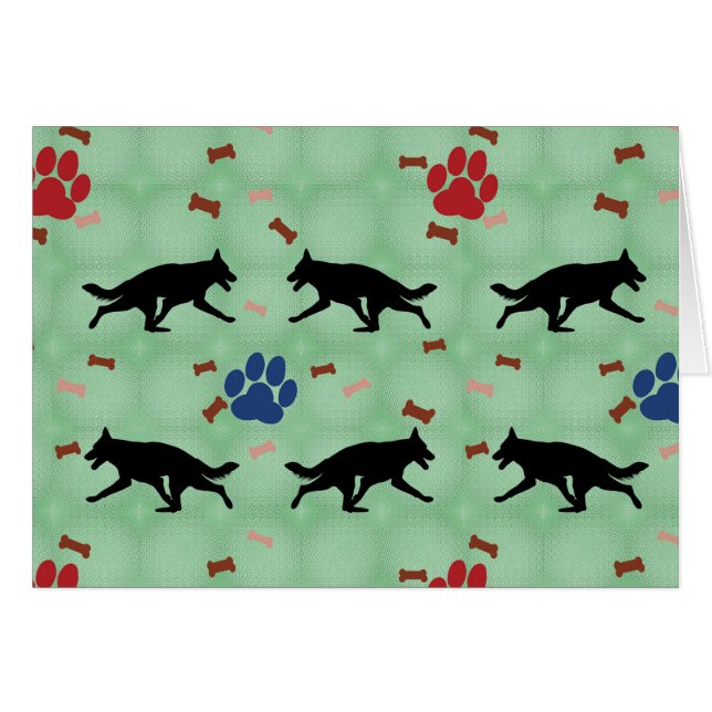 Tysk Shepherd Hund Shadow Hälsningskort (Framsidan Horizontal)