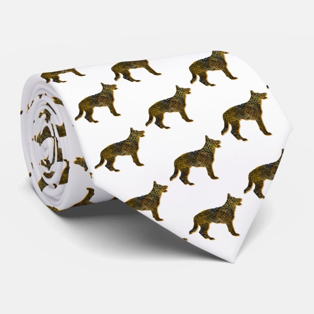 Tysk Shepherd Hund Silhouette Halloween Whte Nacke Slips (Rullad)