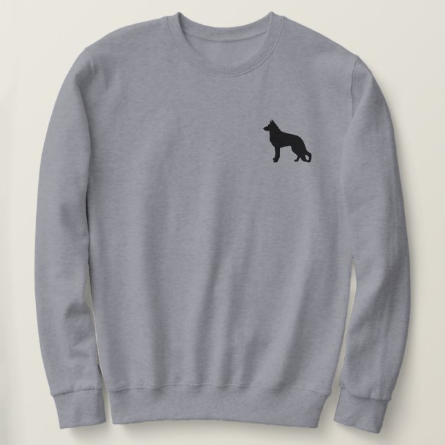 Tysk Shepherd Hund Silhouette Lång Ärmad Tröja (Design framsida)