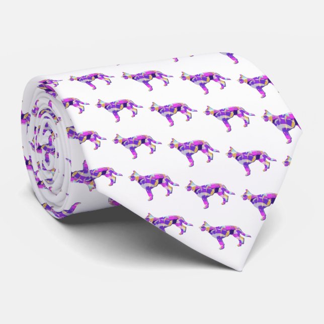 Tysk Shepherd Hund Silhouette Lila White Nacke Slips (Rullad)