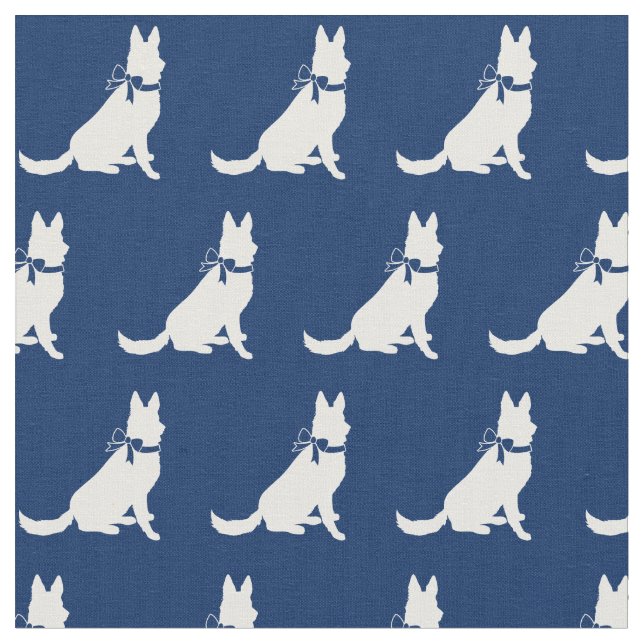 Tysk Shepherd Hund Silhouette Pet Navy Blue Tyg (Närbild)