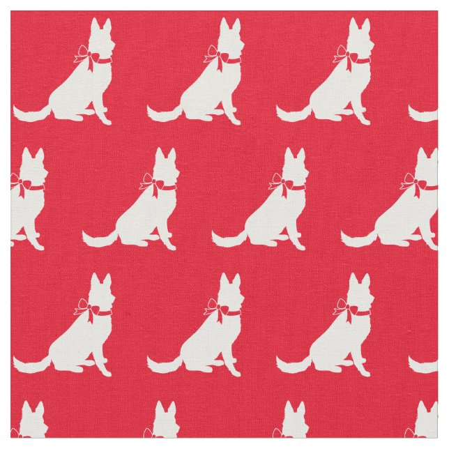 Tysk Shepherd Hund Silhouette Pet Red Tyg (Närbild)