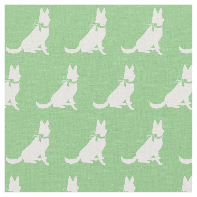 Tysk Shepherd Hund Silhouette Pet Sage Grönt Tyg (Närbild)