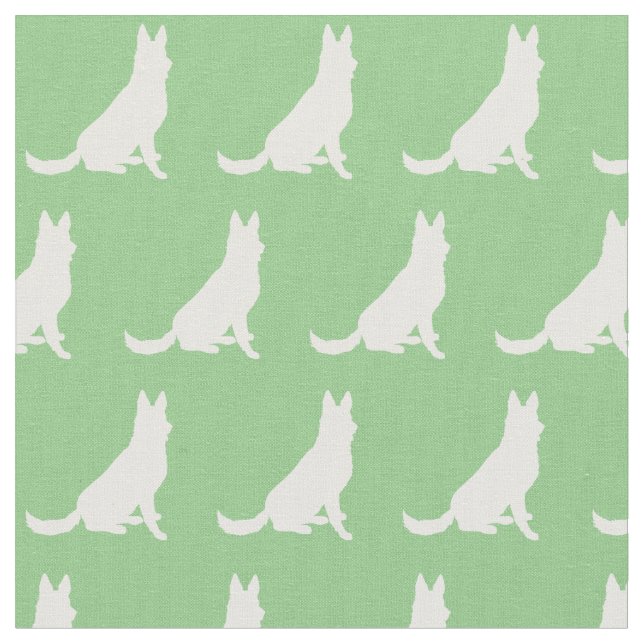 Tysk Shepherd Hund Silhouette Pet Sage Grönt Tyg (Närbild)