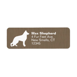 Tysk Shepherd Hund Silhouette Returadress Etikett