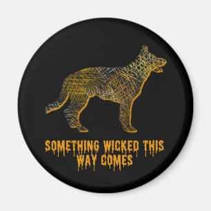 Tysk Shepherd Hund Silhouette Roligt Halloween Magnet