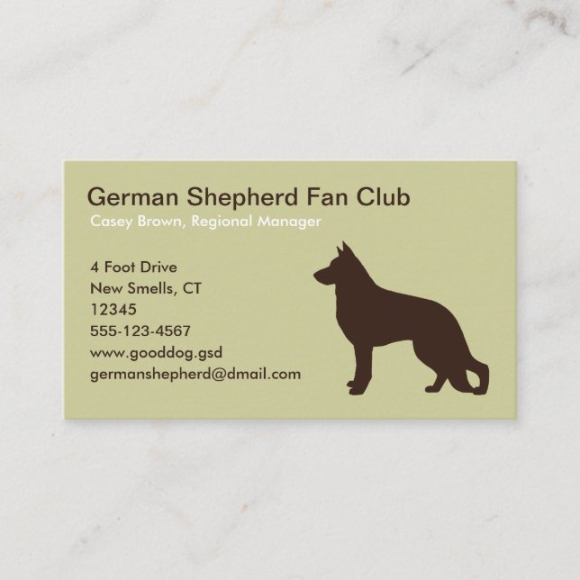 Tysk Shepherd Hund Silhouette Visitkort (Framsida)