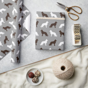 Tysk Shepherd Hund Silhouettes Mönster Presentpapper