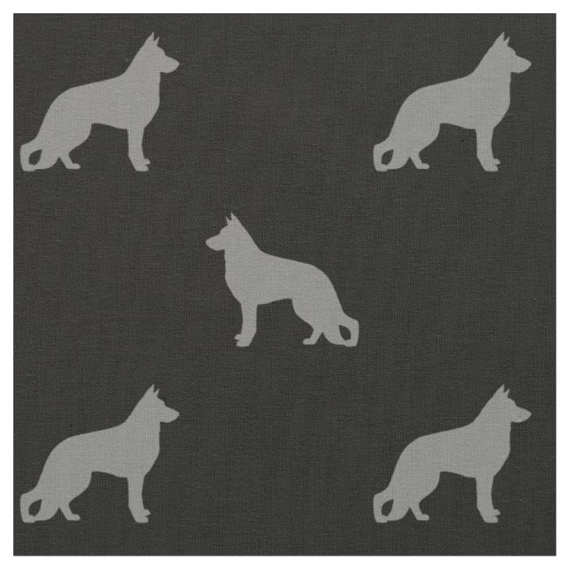 Tysk Shepherd Hund Silhouettes Mönster Tyg (Närbild)