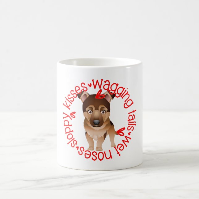 Tysk Shepherd hund, slarviga kyssar Kaffemugg (Center)