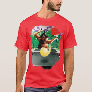 Tysk Shepherd Hund Spela Bord Tennis Ping Pong T Shirt