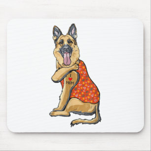 Tysk Shepherd Hund Tattoo I Kärlek Mamma Flower Mo Musmatta