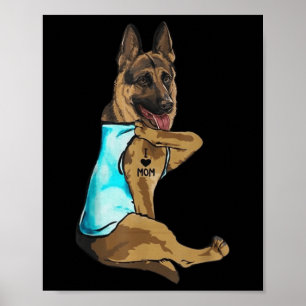 Tysk Shepherd Hund Tattoo I Kärlek Mamma Mors dag Poster