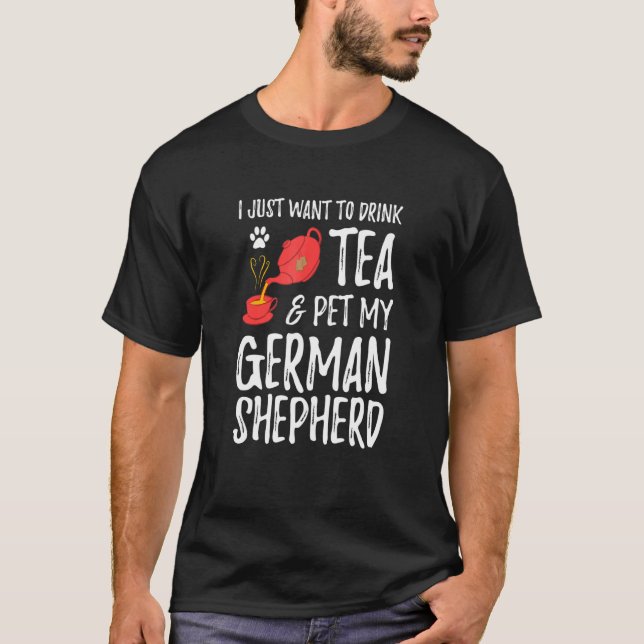 Tysk Shepherd Hund Tea Drinker Hund Mamma T Shirt (Framsida)