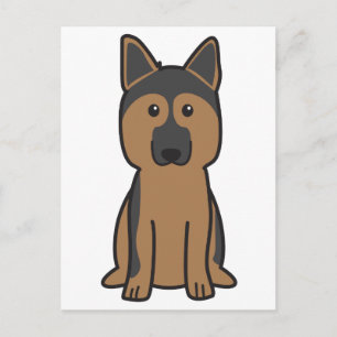 Tysk Shepherd Hund Tecknad Vykort
