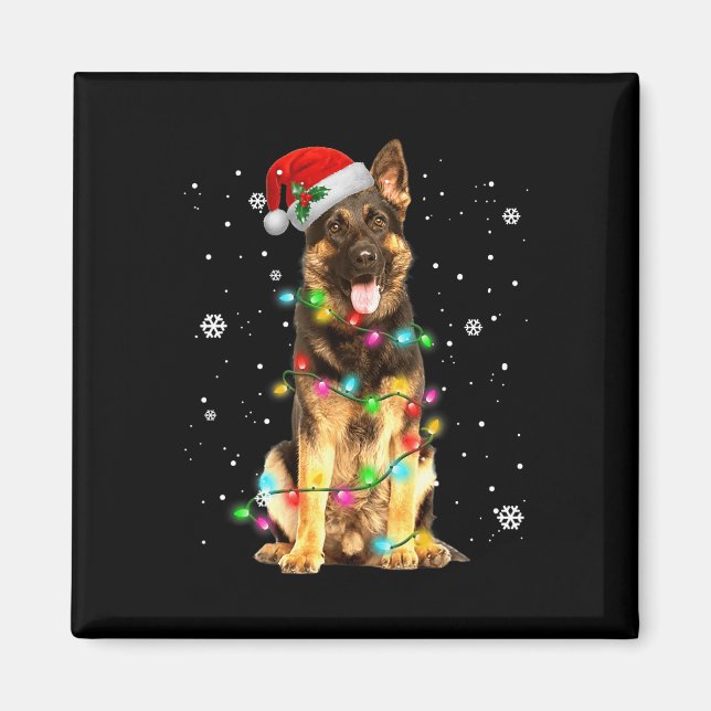 Tysk shepherd Hund Träd jul Julafton Hundar Gift Magnet (Framsidan)