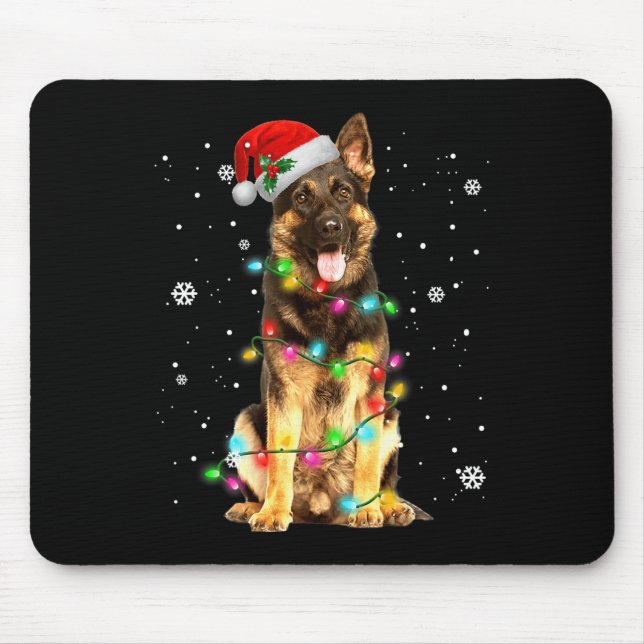 Tysk shepherd Hund Träd jul Julafton Hundar Gift Musmatta (Framsidan)