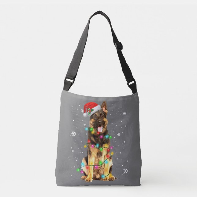 Tysk Shepherd Hund Träd jul Sweater Julafton Do Axelväska (Framsida)