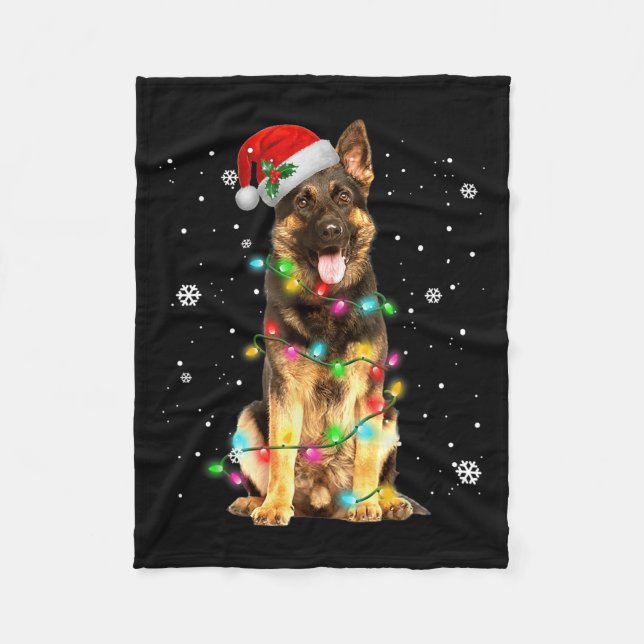 Tysk Shepherd Hund Träd jul Sweater Julafton Do Fleecefilt (Framsidan)