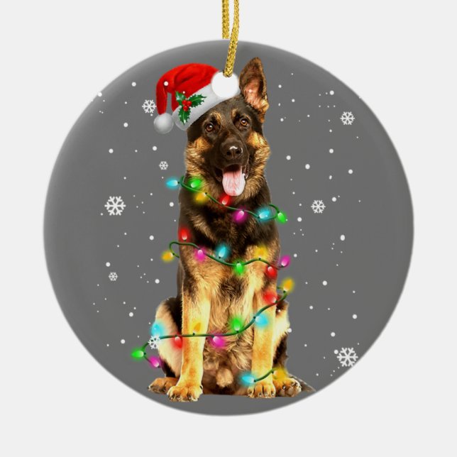 Tysk Shepherd Hund Träd jul Sweater Julafton Do Julgransprydnad Keramik (Framsidan)