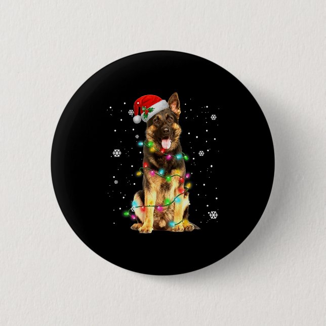 Tysk Shepherd Hund Träd jul Sweater Julafton Do Knapp (Framsida)
