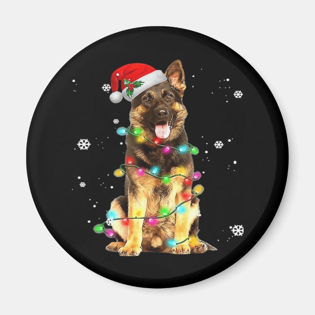 Tysk Shepherd Hund Träd jul Sweater Julafton Do Magnet (Framsidan)