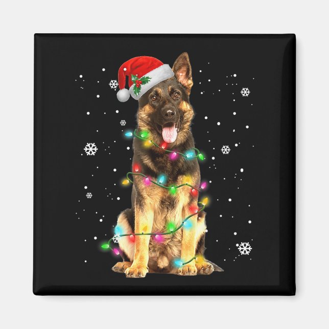 Tysk Shepherd Hund Träd jul Sweater Julafton Do Magnet (Framsidan)