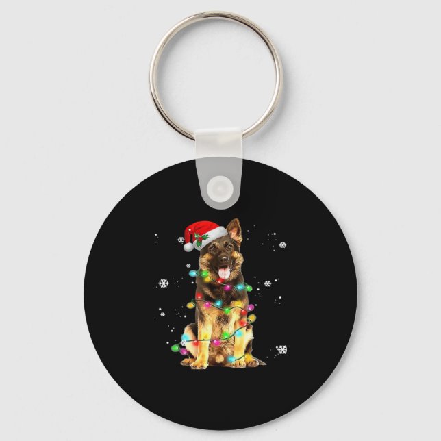 Tysk Shepherd Hund Träd jul Sweater Julafton Do Nyckelring (Framsida)