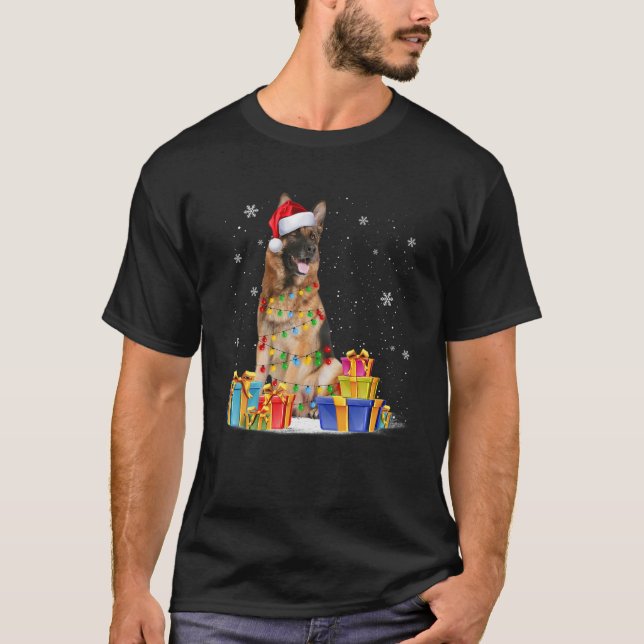 Tysk Shepherd Hund Träd jul Sweater Julafton Do T Shirt (Framsida)
