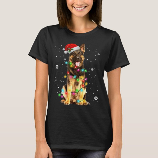 Tysk Shepherd Hund Träd jul Sweater Julafton Do T Shirt (Framsida)