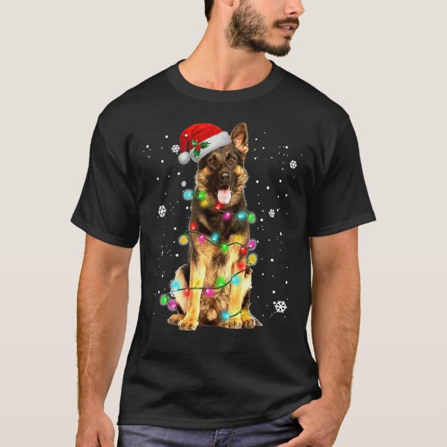 Tysk Shepherd Hund Träd jul Sweater Julafton Do T Shirt (Framsida)