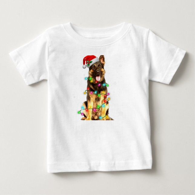Tysk Shepherd Hund Träd jul Sweater Julafton Do T Shirt (Framsida)