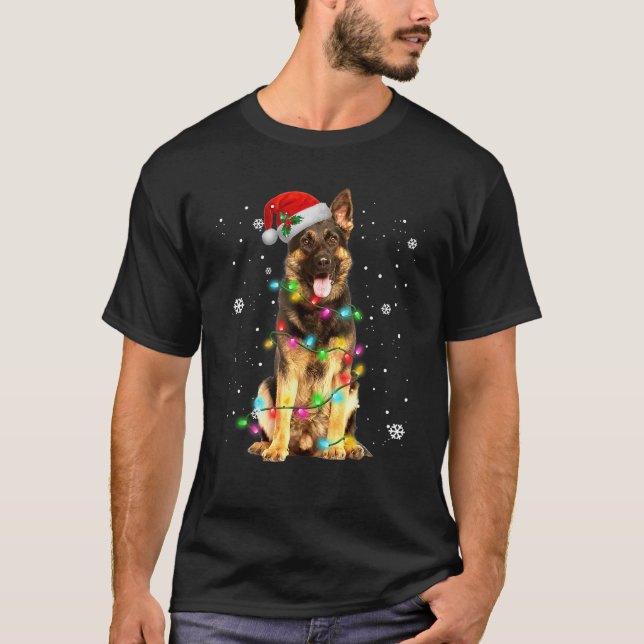 Tysk Shepherd Hund Träd jul Sweater Julafton Do T Shirt (Framsida)