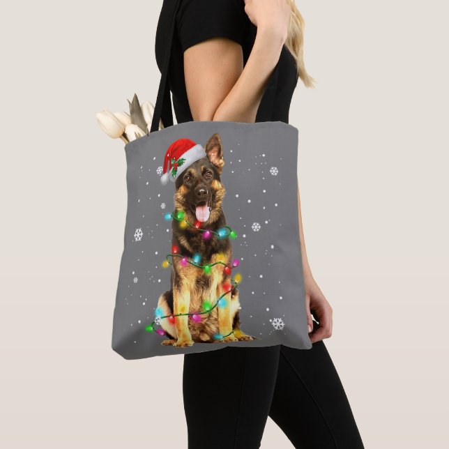 Tysk Shepherd Hund Träd jul Sweater Julafton Do Tygkasse (Närbild)