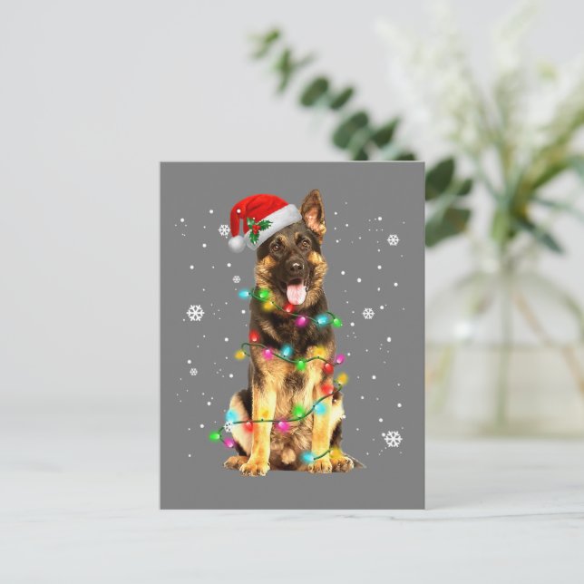 Tysk Shepherd Hund Träd jul Sweater Julafton Vykort (Stående Fram)