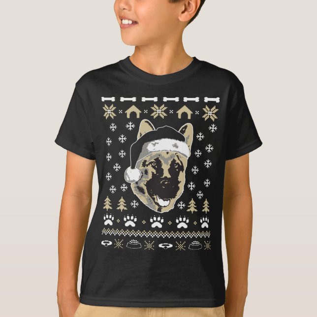Tysk Shepherd Hund Ugly jul Sweater Julafton T Shirt (Framsida)