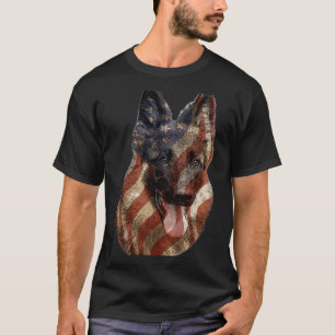Tysk Shepherd Hund USA American Flagga Gsd T Shirt