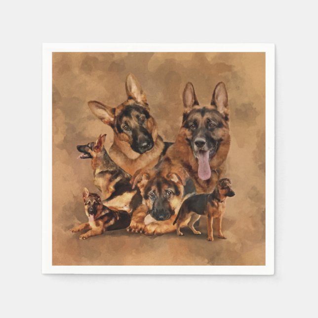 Tysk Shepherd Hund - valp, unge, vuxen Pappersservett (Framsidan)