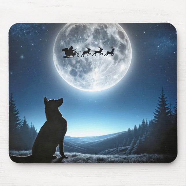 Tysk Shepherd Hund Watching Santa Musmatta (Framsidan)