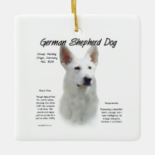 Tysk Shepherd Hund (wht) Historik Julgransprydnad Keramik