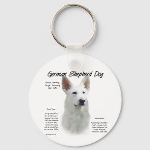 Tysk Shepherd Hund (wht) Historik Nyckelring