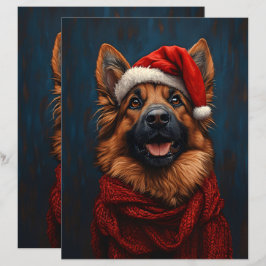 Tysk Shepherd i en Santa Hat-Papper