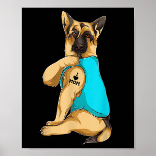 Tysk Shepherd I Kärlek Mamma Tattoapparel Hund Mam Poster