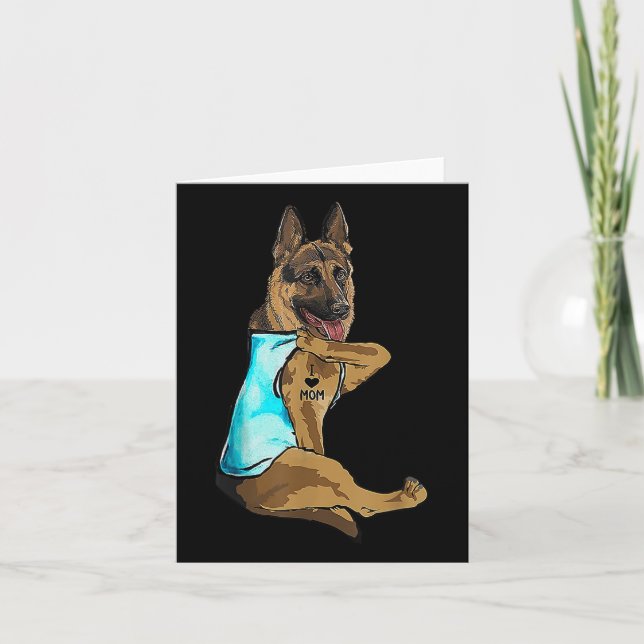 Tysk Shepherd I Kärlek Mamma Tattoo Hund Mors dag Kort (Framsida)