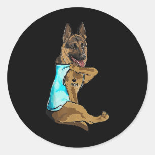Tysk Shepherd I Kärlek Mamma Tattoo Hund Mors dag Runt Klistermärke