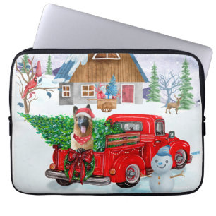 Tysk shepherd in jul Delivery Lastbil Snö Laptop Fodral