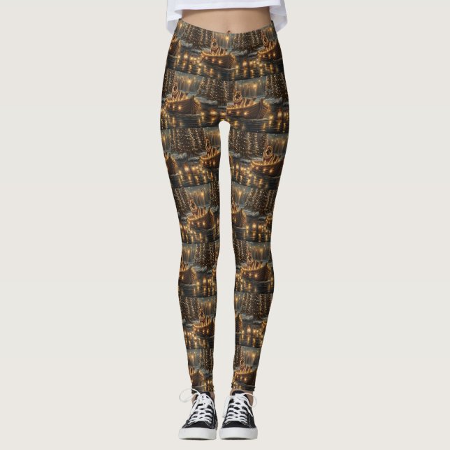 Tysk Shepherd-jul - festlig resa Leggings (Framsida)