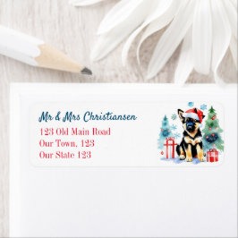 Tysk shepherd-jul för hund returadress etikett