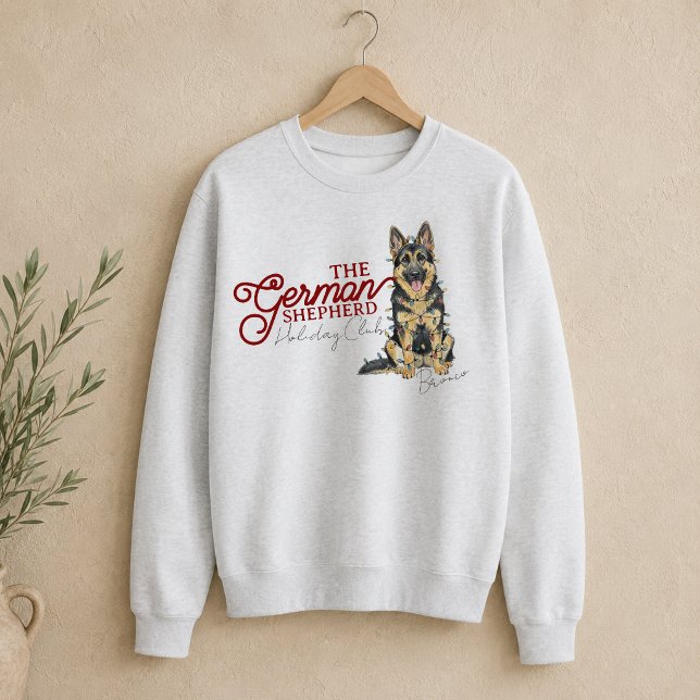 Tysk Shepherd Jul Holiday Club  Lång Ärmad Tröja (German Shepherd Christmas Holiday Club Sweatshirt)