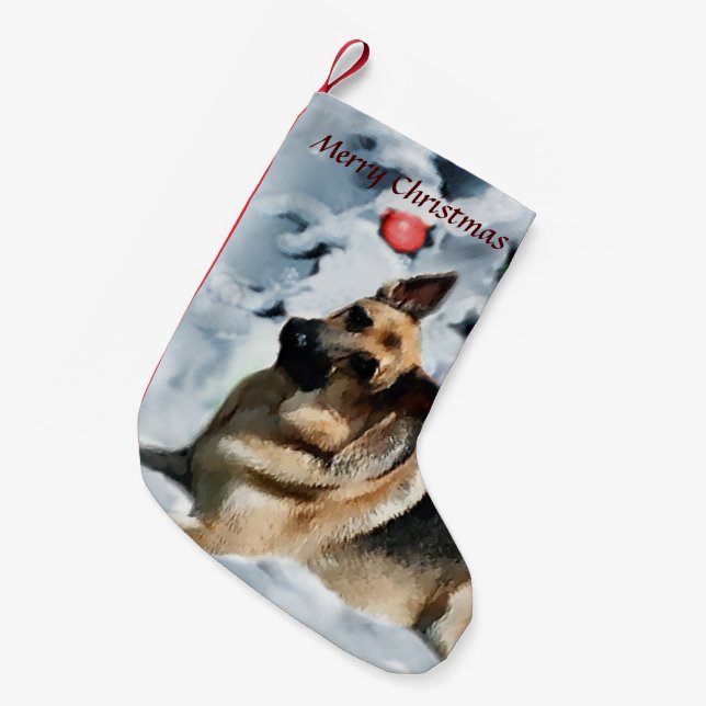 Tysk shepherd-jul liten julstrumpa (Framsidan (Hängande))